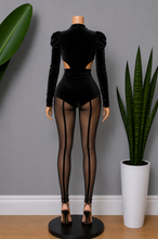 Load image into Gallery viewer, Two Piece Puff Sleeve Velour Set