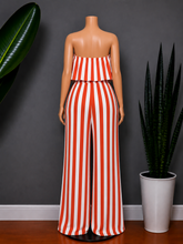 Load image into Gallery viewer, Sailor Striped Romper - Rust Orange
