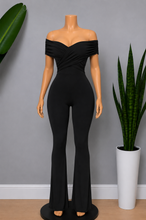 Load image into Gallery viewer, Off-Shoulder Bell Bottom Jumpsuit - Black
