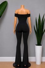 Load image into Gallery viewer, Off-Shoulder Bell Bottom Jumpsuit - Black
