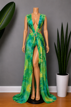 Load image into Gallery viewer, RHINESTONE BODYSUIT AND MAXI COVER UP SKIRT

