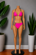 Load image into Gallery viewer, O-Ring Cut Out Bikini Set - Neon Pink
