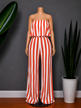 Load image into Gallery viewer, Sailor Striped Romper - Rust Orange

