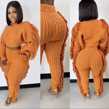 Load image into Gallery viewer, Cable Knit Pant Set - Papaya Orange
