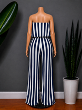Load image into Gallery viewer, Sailor Striped Romper - Navy
