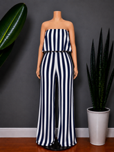 Load image into Gallery viewer, Sailor Striped Romper - Navy
