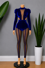 Load image into Gallery viewer, Two Piece Puff Sleeve Velour Set
