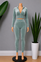 Load image into Gallery viewer, Sexy Velour Jogger Set (Bluish-Silver)
