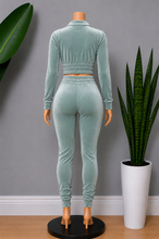 Load image into Gallery viewer, Sexy Velour Jogger Set (Bluish-Silver)
