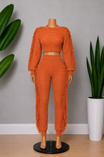 Load image into Gallery viewer, Cable Knit Pant Set - Papaya Orange
