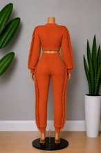 Load image into Gallery viewer, Cable Knit Pant Set - Papaya Orange
