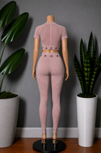 Load image into Gallery viewer, Addias Ribbed High Waisted leggings &amp; Short-Sleeve Crop Top set
