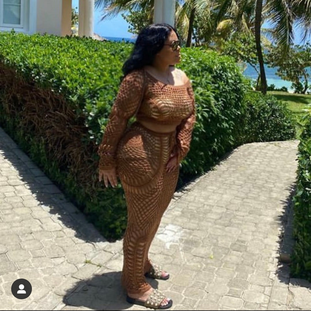 Island Gyal Skirt Set - Brown