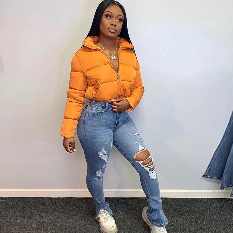 Puff Crop Jacket - Orange