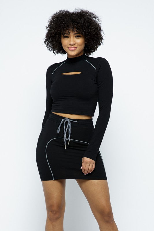 Sporty Skirt Set - Black or Gray