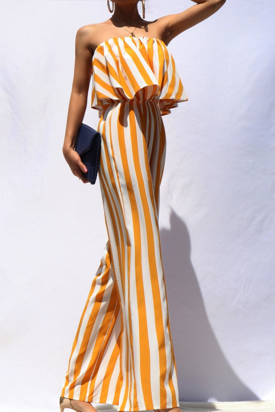 Sailor Striped Romper - Yellow Mustard