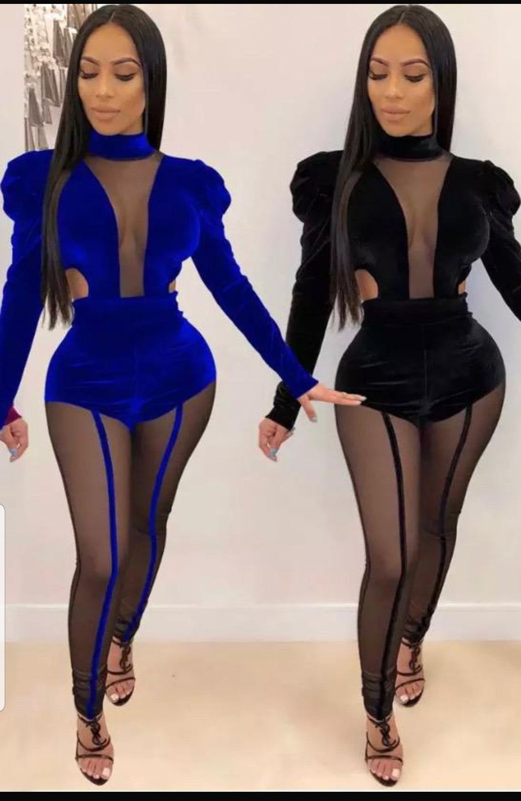 Two Piece Puff Sleeve Velour Set