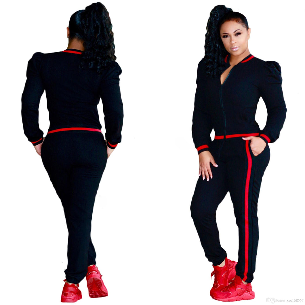 Chic Tracksuit - Black (Plus Sizes Available)