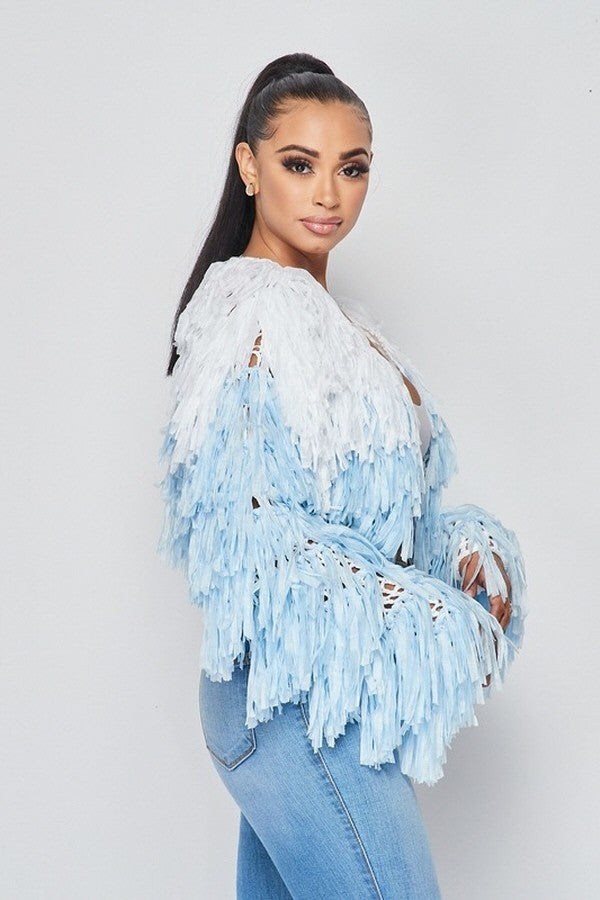 All the Frills Cardigan - Baby Blue